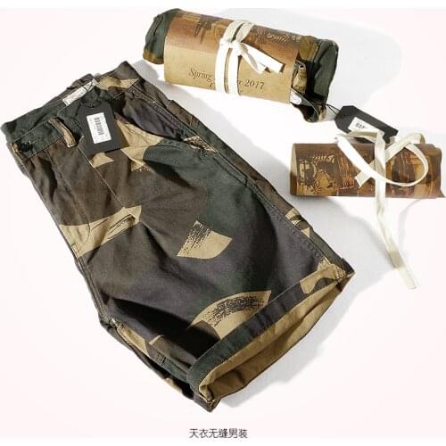 Summer New American Retro Military Tooling Shorts Mens Fashion Loose Straight Washed Camouflage Casual Sports Knee Length Pants