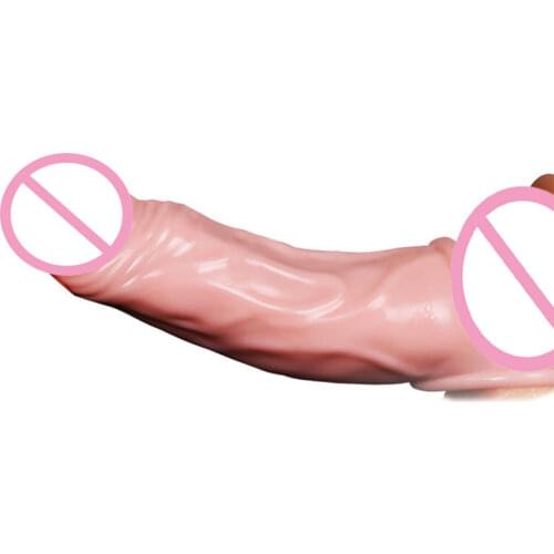 Silicone Penis Enlargement Condoms Penis Extension Sleeves For Adults Reusable Condom Cock Rings