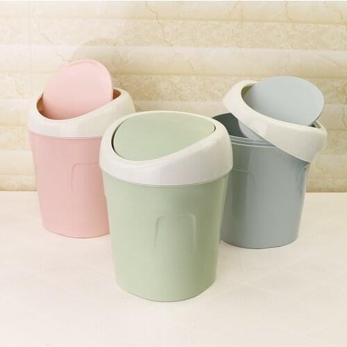 Cute Desktop Mini Flip Garbage Storage Bucket Creative Office Household Accessories Desk Waste Container Bucket Trash Can