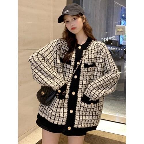 Spring, autumn and winter new style retro knitted sweater coat womens cardigan loose top korean coats women