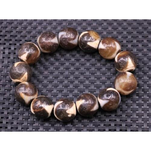 Magic Power Tibetan Old Agate Double Tiger Tooth Round dZi Bead Bracelet Amulet LKbrother Sauces Top Quality