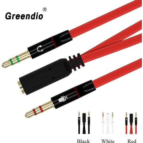 Greendio Headphone Y Splitter for Computer 3.5mm Female to 2 Male Mic Audio Y Splitter Cable Headset to PC Laptop AUX Adapter