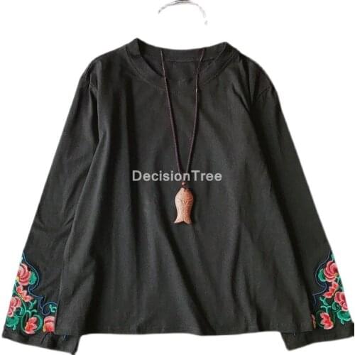 2021 printing women linen blouse shirt chinese style elegant full sleeve shirt women tops qipao cheongsam blouse chinese hanfu