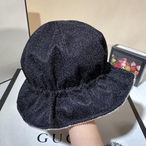 2021 New Arrival Flash Bucket Hat For Women Fisherman Cap Diamond Drill Web Celebrity Style INS Party Street Basin Caps