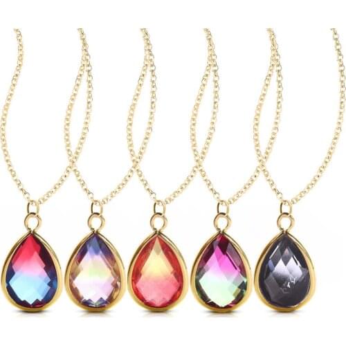 Gold Color Glass Crystal Necklace For Women Clavicle Chain Rhinestone Choker Neck Pendant Female Jewelry Party Gift