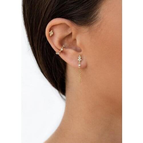 2021 NEW Fashion 925 Sterling Silver Chain Charm Dangle Earrings For Women Lady Girl Fashio Crown Cz Paved Shape Wedding Jewelry