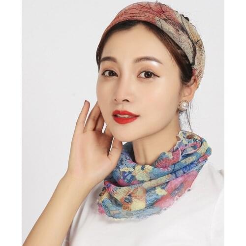 2021 Sunscreen Neck Protection Thin Summer Breathable Silk Scarf Full Covering Chiffon Scarf Outdoor Riding Scarf For Women