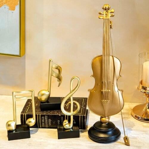 Nordic Golden Musical Instrument Ornaments Note Statue and Sculpture Modern Home Living Room Decoration Office Accessories