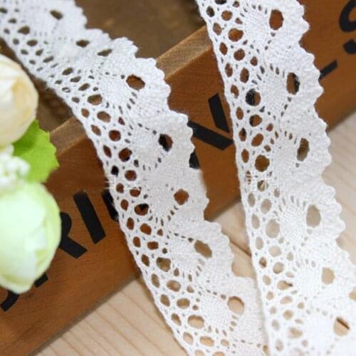 15 Yards Apparel Sewing Fabric DIY White Beige Trim Cotton Crocheted Lace Fabric Ribbon Handmade Accessories Craft