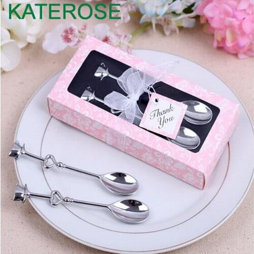 20SET Baby Christening & Baptism Gift Double Heart Coffee Spoons Wedding Favors Christmas Gifts Dinnerware Set Kitchen Tableware