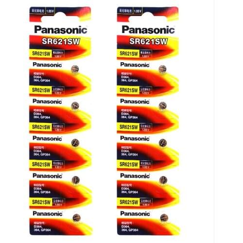 20pcs/lot Panasonic SR621SW Silver Oxide Battery AG1 364 164 D364 L621 GP364 Button Cell Coin Watch Batteries 6.8mm*2.1mm