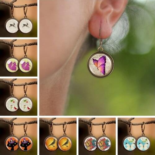 2019 Summer Popular Earring Comic Animals Earrings Personality Dangle Earring Glass Dome Pendant Gift for Fashion Women