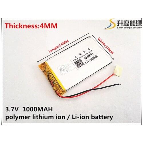 3.7V 1000mAh 403759 Lithium Polymer Li-Po li ion Rechargeable Battery cells For Mp3 MP4 MP5 GPS mobile bluetooth