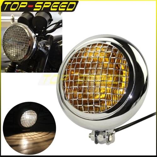 5.75" Retro Motorcycle 60W 12V Headlight Metal Mesh Grill Cover Mask Protector For Cafe Racer Bobber Chopper Custom