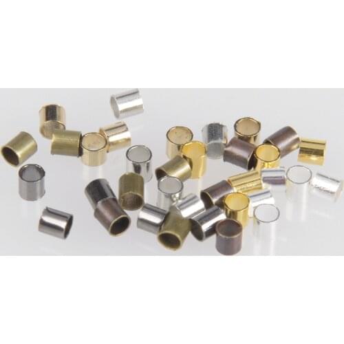 500Pcs/Lot Alloy Round Tube Crimp End Beads For Rope Stopper Spacer Beads DIY Jewelry Making Findings Supplies