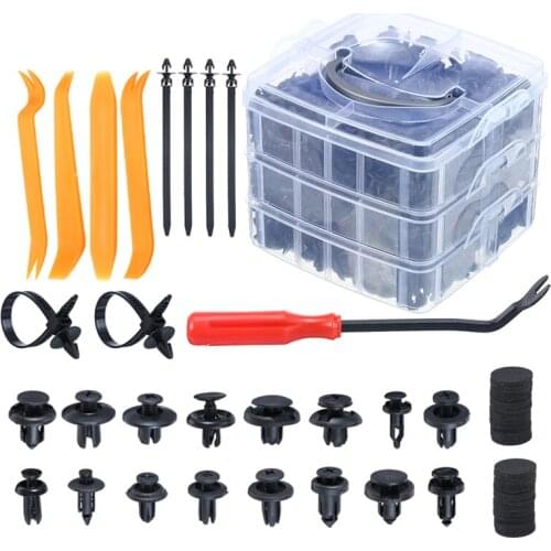 723pcs 6-10mm Car Retainer Nylon Fasteners Push Trim Clip Spongde-cushion Pin Rivet Bumper Fenders Panels Door Holder Kit Tool