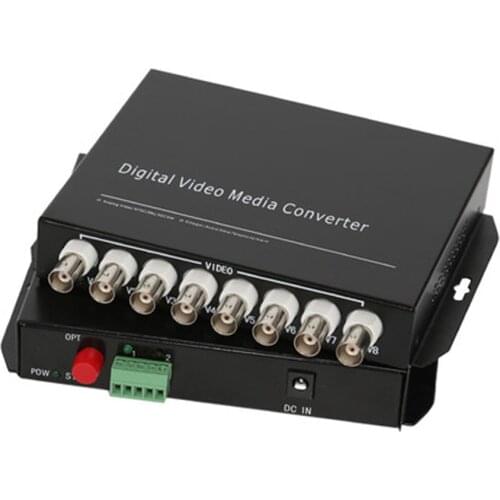 8 CH Video Fiber Optical Media Converters -8 BNC Transmitter Receiver RS485 Data Single mode 20Km For CCTV Surveillance system