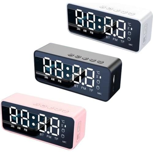 G50 Wireless forBluetooth-compatible Speaker With FM Radio Mini Portable Card Mirror Alarm Clock Sound Dual Alarm Clock Settings
