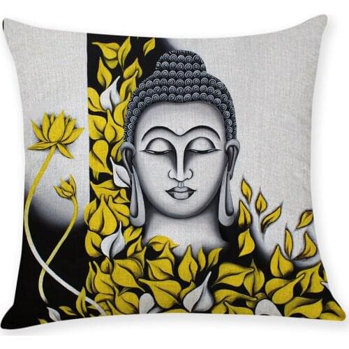 Buddhist Statues Cotton Linen Throw Pillow Case Cover New Home Office Decorative