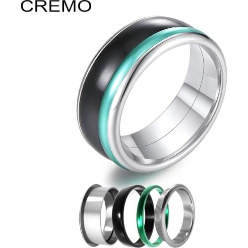 Koaem Black Rings For Women Interchangeable Filled Band Turning Titanium Stainless Steel Ring Finger Jewelry Anillos Mujer