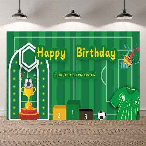 Seekpro Photography Background football scquare green land Happy birthday party baby shower Backdrop Photo Background Photocall