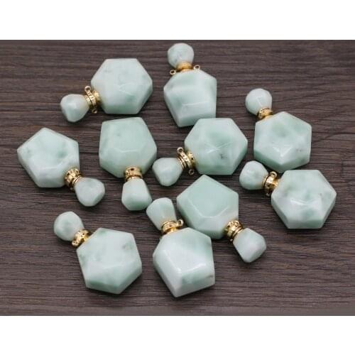 Hot Sale Natural Stone Perfume Bottle Pendant Section Green Angel For Jewelry Making Charms DIY Necklace Accessory