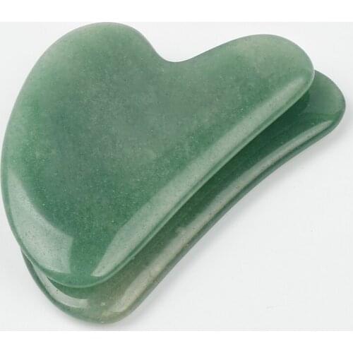 2 Pieces Gua Sha Tool 100% Natural Aventurine Stone China Traditional Facial GuaSha Acupuncture Scraping Health Care Set
