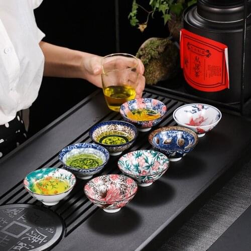 Jinyinglou blue and white ceramic tea cup, famille rose cup, tea bowl, Kung Fu tea cup, tea set, master cup, tea cup