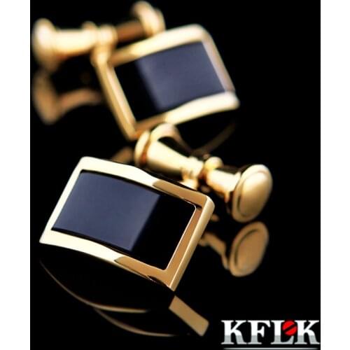 KFLK shirt cufflinks for mens Brand Gold-color Chain Fashion Cuff links Button High Quality Luxury Wedding Groom guests