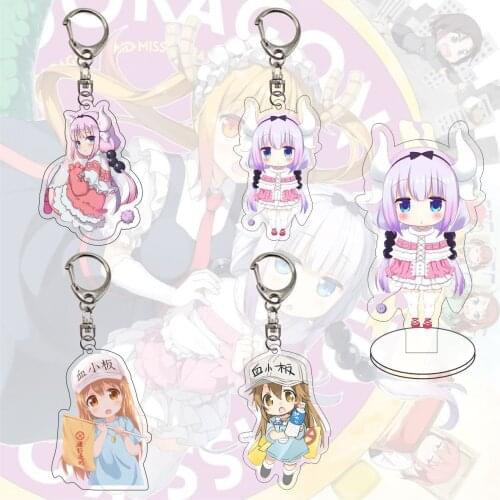 Kobayashi San Chi No Maid Dragon Anime Keychain Cute Figures Kanna Kamui Platelet Acrylic Key Chain School Bag Charm Otaku Gift