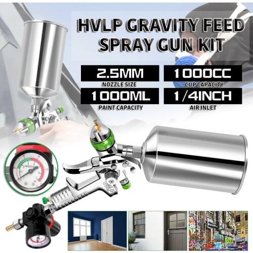 2.5mm Caliber HVLP Auto Furniture Paint Spray Gun With Pressure Regulating Valve Household Paint Sprayer Flow Control Airbrush