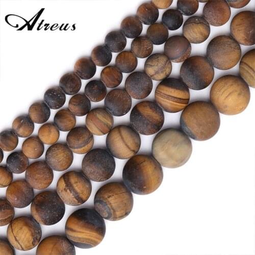 Natural Brown Stone Round Beads Yellow Light Stone Fashion Atreus New 4-12mm Matte For Jewelry Making Suitable For Men Or Women
