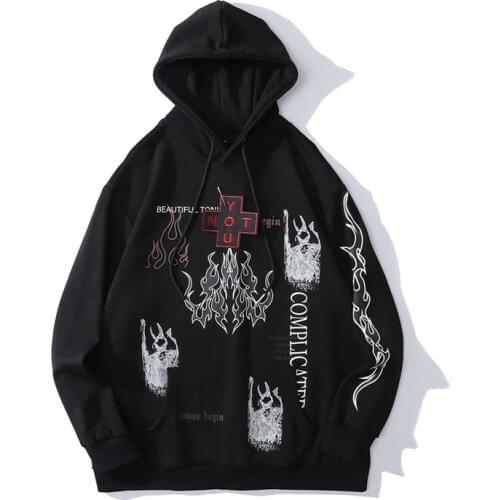 Mens Hi Street Graffiti Oversized Hip Hop Hoodie With Embroidery Streetwear Painted Punk Pullover Sweatshirt Loose Fit Tops