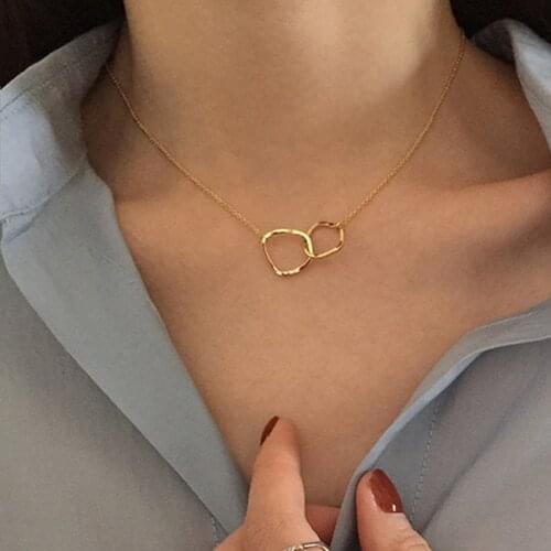 New Fashion Double Crossed Rings Necklaces For Women Trendy Simple Elegant Wedding Engagement Party Daily Jewelry For Women