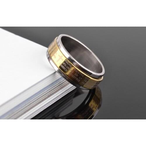 Wholesale 316L Stainless Steel finger rings gold color wedding bands Bible jewelry size us 7