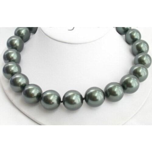 2018 18mm 100% Tahitian black south sea shell pearl necklace Pendants AAA style Fine Noble real Natural free shipping