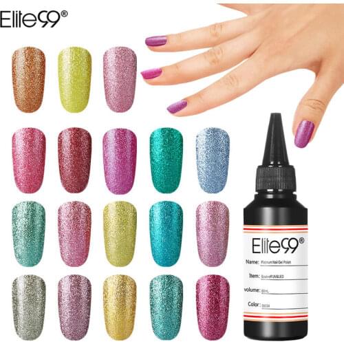 Elite99 60ml Platinum Gel Polish Soak Off UV LED Glitter Nail Varnish Lacquer Semi-Permanent Enamel Shimmer Gel Polish Manicure