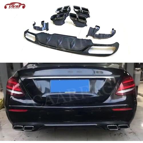 PP Material Rear Bumper Lip Diffuser with Exhaust Tip 4 Outlet for Mercedes Benz E Class W213 E200 E300 2017 2018 2019 Standard
