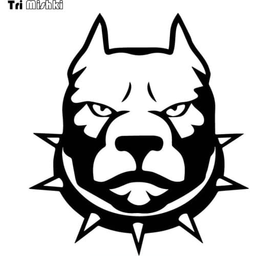 Tri Mishki 16.6x15cm pitbull on board angry pit bull funny car sticker Windscreen Vinyl Decals Accessories Car Sticker HZX531