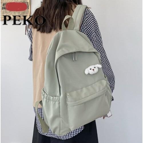 Brand Simple Solid Color Female Backpack Trend Waterproof Nylon Women Backpack Casual School Bag For Teenage Girls Shoulder Bag