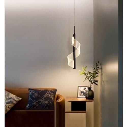 Nordic Creative Design Bedroom Bedside Pendant lights Simple Modern LED Restaurant Living room Bar Single-Head Lamp Golden Black