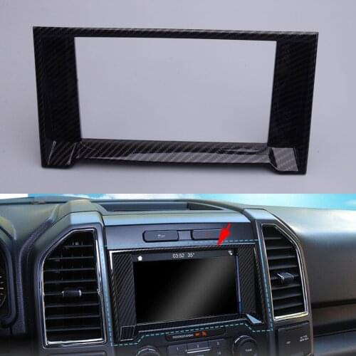 Carbon Fiber Texture Central Dashboard Navigation GPS Radio Frame Decoration Cover Trim fit for Ford F150 2015 2016 2017 2018