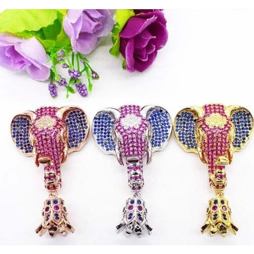 32mmx50mm Elephant Paved CZ beads Necklace Pendant Connector DIY Jewely