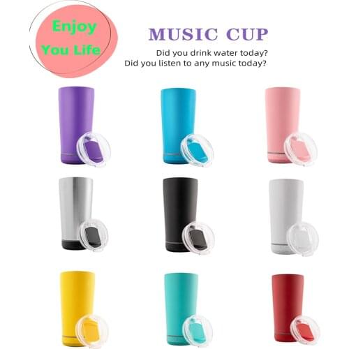 20oz Wine Tumbler With Bluetooth Speaker Stainless Steel Double Vaccum Insulate Coffee Mug Thermos Music Water Bottle Drinkware