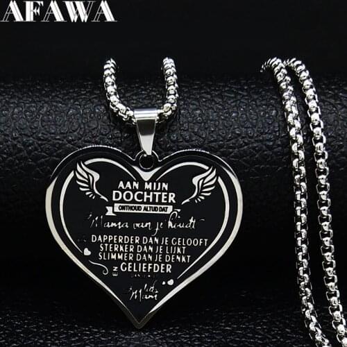 Stainless Steel Necklace Women MAMA AAN MIJN DOCHTER Chain Necklace Jewelry kettingen voor vrouwen N19370