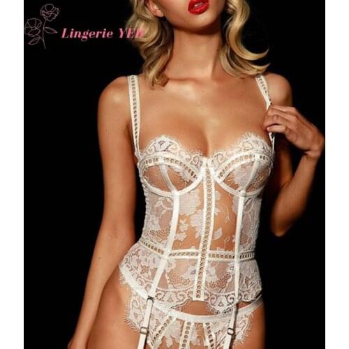 2-piece Embrodiery Lace Lingerie Set Women Hallow Out Patchwork Sexy Underwear 2020 Ladies Bra Set