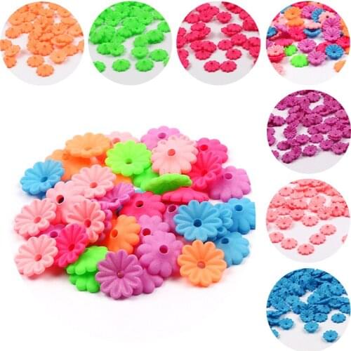 Mixed Candy Color 10mm Acrylic Beads Charm Flower Shape Loose Spacer Beads For Fashion Jewelry Making DIY Handmade Accessories