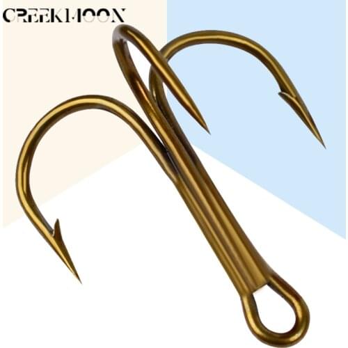 100pcs Fishing Hooks High Steel Carbon Material Treble Yellow Fishing Hook Round Folded Saltwater Bass 2#-14# Tackle Tools