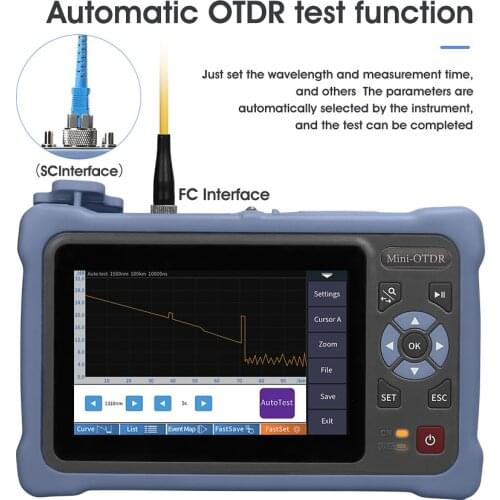 12 in 1 100KM MINi OTDR 1310/1550nm 26/24dB Fiber Optic Reflectometer Touch Screen VFL OLS OPM Event Map Ethernet Cable Tester