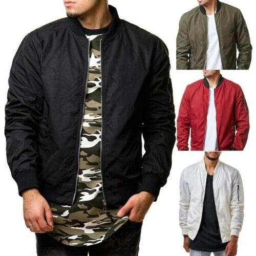 2019 New Men Fashion Solid Casual Zipper Jacket Warm Winter Baseball Coat Slim Outwear Overcoat